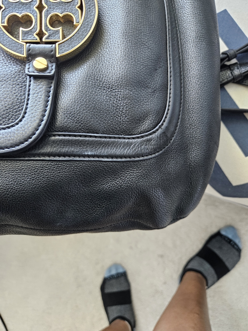 Tory Burch Black Leather Satchel with Gold Logo 13l X 10w - Picture 5 of 16